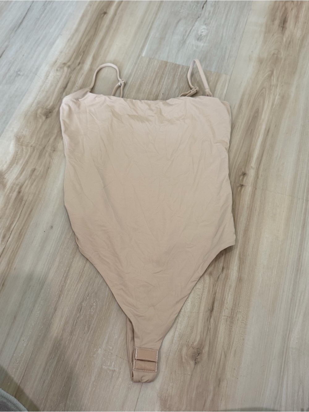 Women’s Nude Beige Stretch Bodysuit with Adjustable Straps
